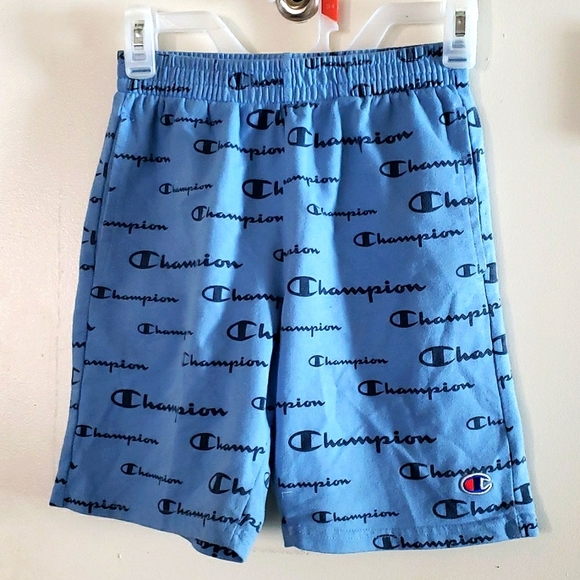 Champion Life® Men's Reverse Weave™ Pull-on Shorts with Allover Logo in Blue M - Picture 1 of 7